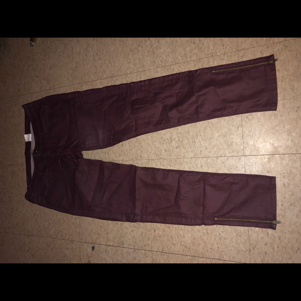 Skinny Low Waist and Ankle Maroon Pants